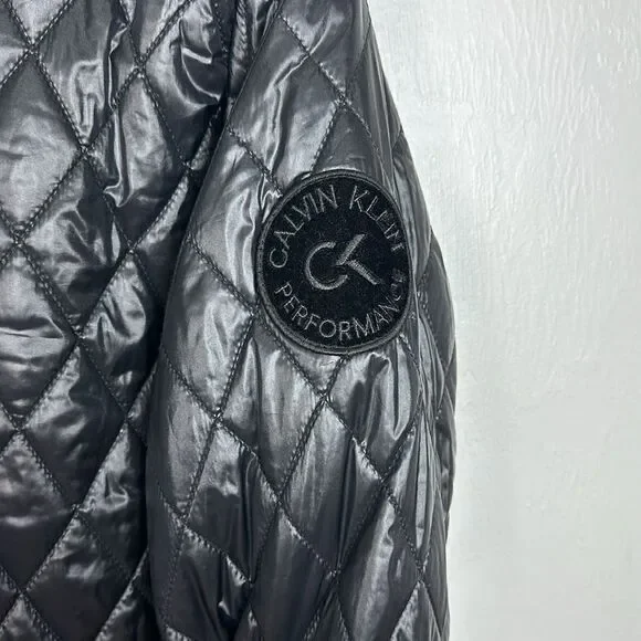 Calvin Klein Performance Reversible Black Silver Quilted Bomber Jacket Size M - Picture 5 of 12